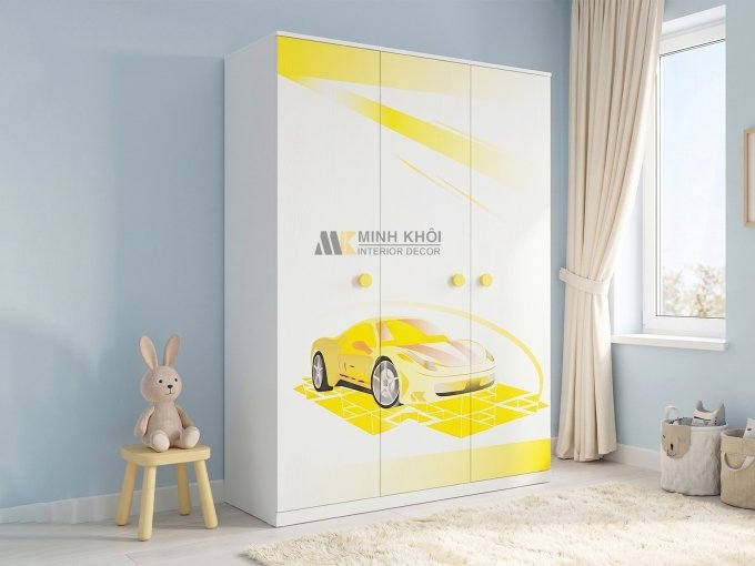 Tủ Quần Áo Cho Bé Trai Hình Xe Hơi Màu Vàng - FCH137N