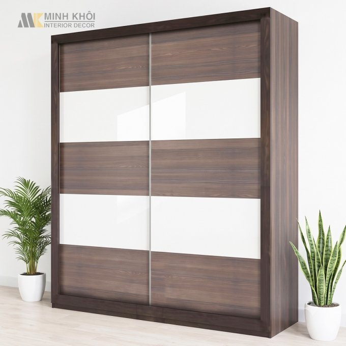 Tủ Quần Áo Cửa Lùa 1m6 x 2m Hiện Đại Màu Nâu - TA073