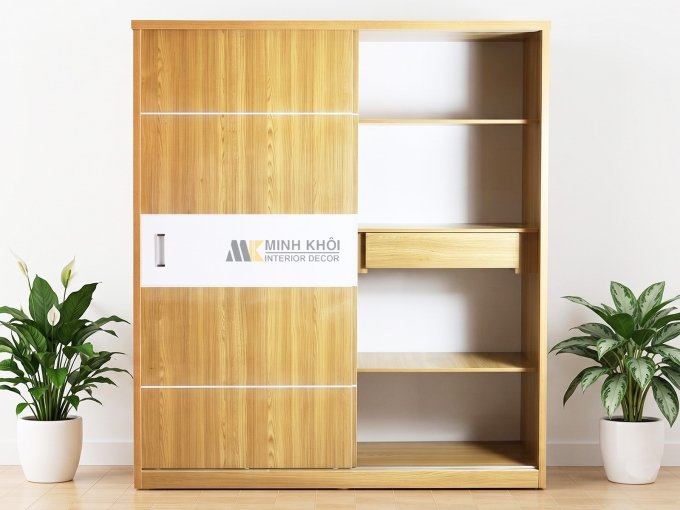 Tủ Quần Áo Cửa Lùa Màu Gỗ Sồi - TA901