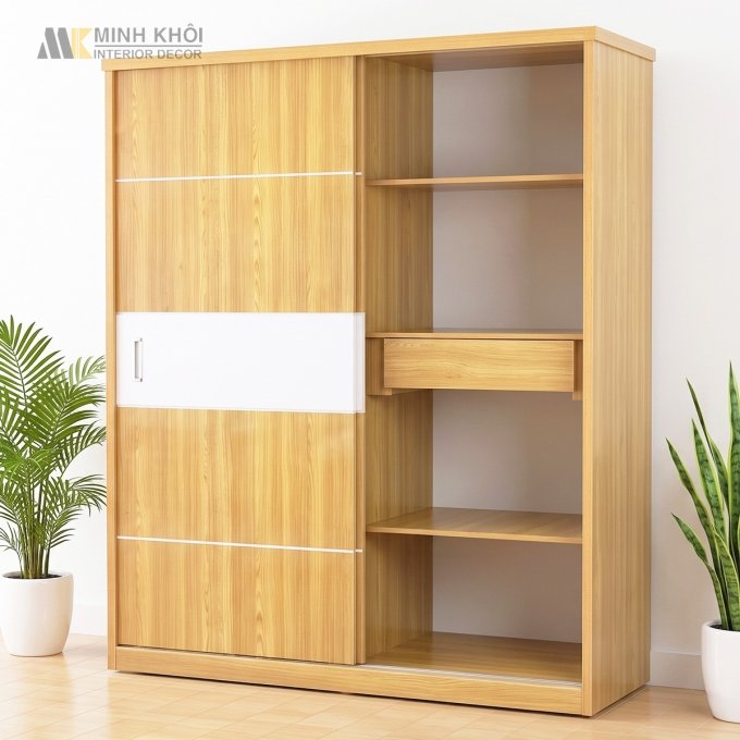 Tủ Quần Áo Cửa Lùa Màu Gỗ Sồi - TA901