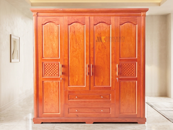 Tủ Quần Áo Gỗ Phủ Hương Đá 4 Cánh - TA924