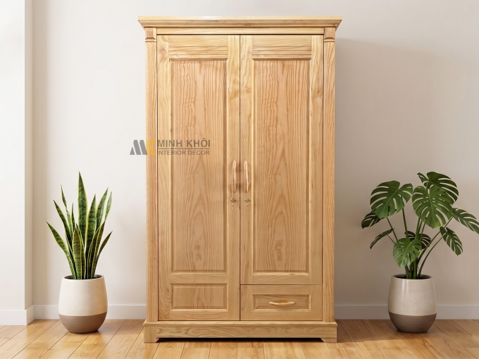 Tủ Quần Áo Gỗ Sồi 2 Cánh Hiện Đại - TA950