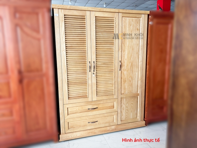 Tủ Quần Áo Gỗ Sồi 3 Cánh Hiện Đại 2 Cánh Chớp - TA932