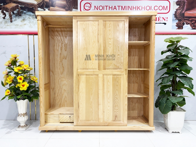 Tủ Quần Áo Gỗ Sồi Cửa Lùa Hiện Đại - TA934