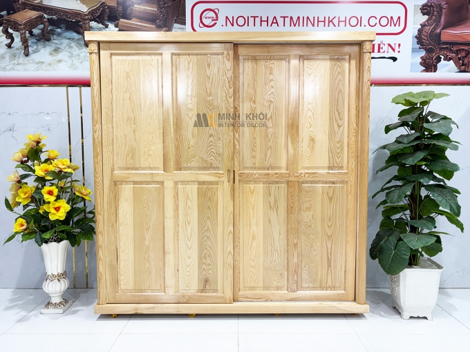 Tủ Quần Áo Gỗ Sồi Cửa Lùa Hiện Đại - TA934