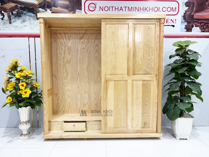 Tủ Quần Áo Gỗ Sồi Cửa Lùa Hiện Đại - TA934