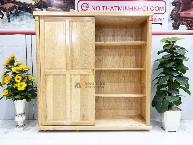 Tủ Quần Áo Gỗ Sồi Cửa Lùa Hiện Đại - TA934
