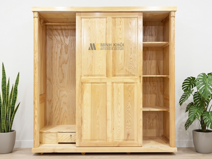 Tủ Quần Áo Gỗ Sồi Cửa Lùa Hiện Đại - TA934