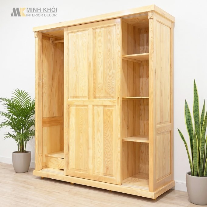 Tủ Quần Áo Gỗ Sồi Cửa Lùa Hiện Đại - TA934