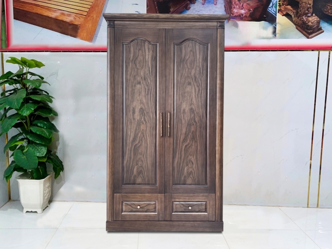Tủ Quần Áo Gỗ Sồi Màu Óc Chó 2 Cánh – TA859