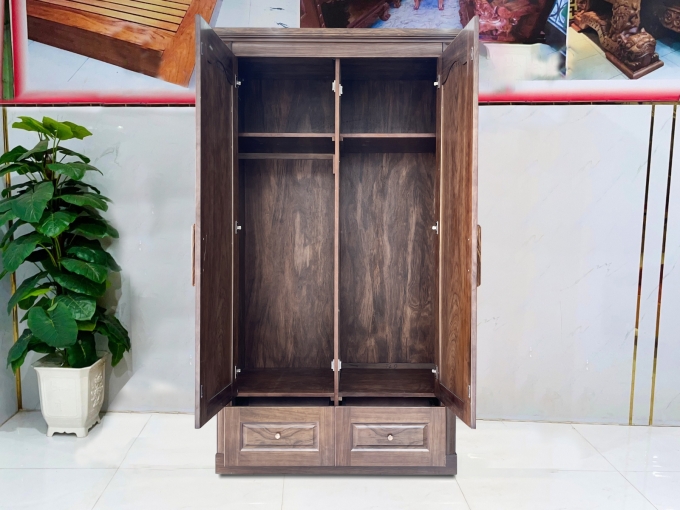 Tủ Quần Áo Gỗ Sồi Màu Óc Chó 2 Cánh – TA859