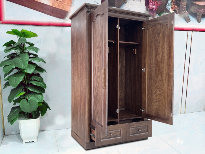 Tủ Quần Áo Gỗ Sồi Màu Óc Chó 2 Cánh – TA859