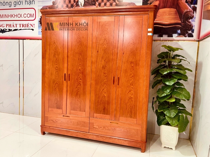 Tủ Quần Áo Hiện Đại 4 Cánh Gỗ Hương Đá - TA094