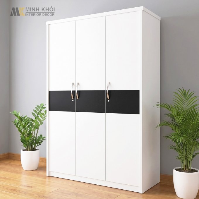 Tủ Quần Áo MDF Màu Trắng Giá Rẻ - TA656