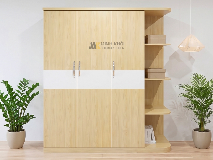 Tủ Quần Áo MFC 3 Cánh Kệ Trang Trí - TA637