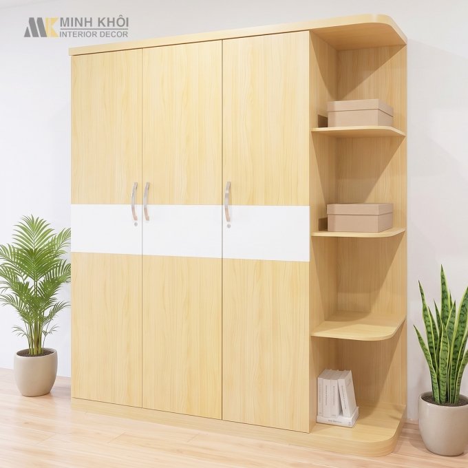 Tủ Quần Áo MFC 3 Cánh Kệ Trang Trí - TA637