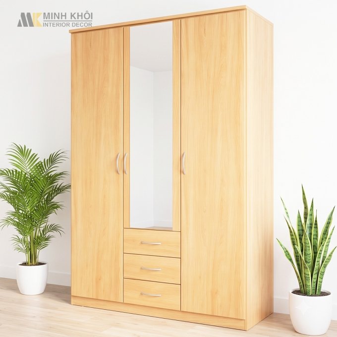 Tủ Quần Áo Nhỏ Gỗ MFC Vân Sồi Đẹp Hiện Đại - TA045