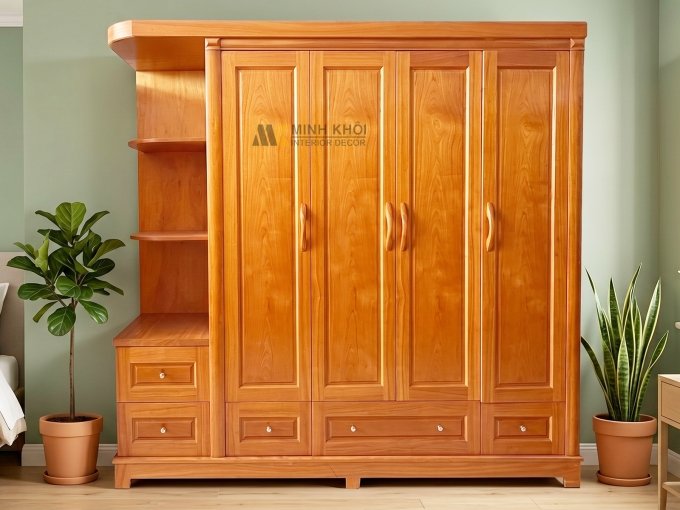 Tủ Quần Áo 4 Cánh Có Kệ Trang Trí - TA948