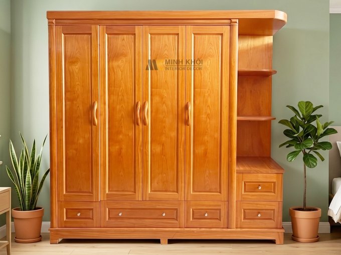 Tủ Quần Áo 4 Cánh Có Kệ Trang Trí - TA948