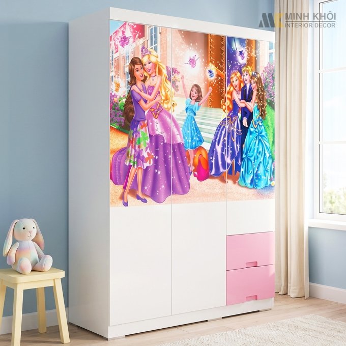 Tủ Quần Áo Trẻ Em Bảy Nàng Công Chúa Cho Bé Gái - TA013