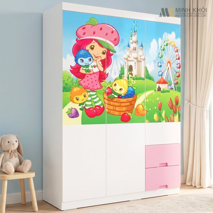 Tủ Quần Áo Trẻ Em Dâu Tây Dễ Thương Cho Bé Gái - TA019