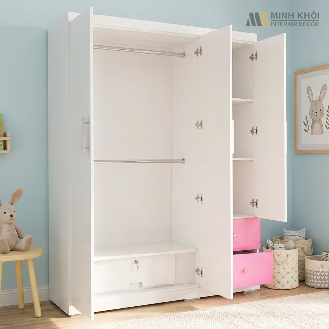 Tủ Quần Áo Trẻ Em Nàng Tiên Cá 3 Buồng - TA011