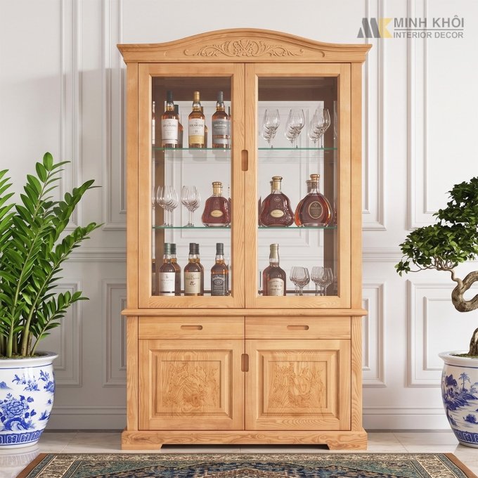 Tủ Rượu 2 Cánh Thiết Kế Mái Vòm - TR2023
