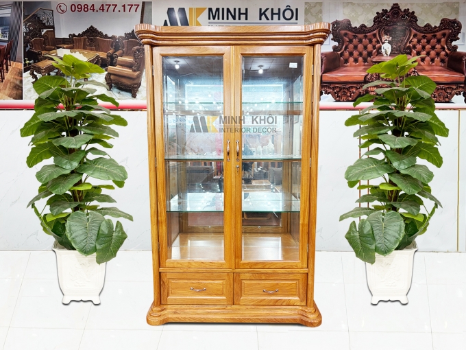 Tủ Rượu Gỗ Gõ Đỏ 2 Cánh Hiện Đại - TR997