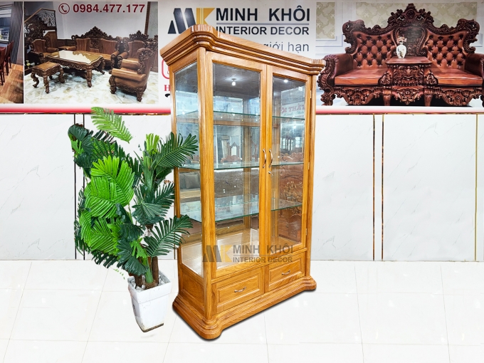 Tủ Rượu Gỗ Gõ Đỏ 2 Cánh Hiện Đại - TR997