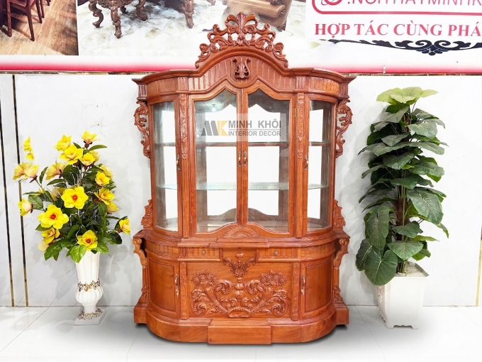 Tủ Rượu Gỗ Hương Đá Lục Giác Hoàng Gia - TR989