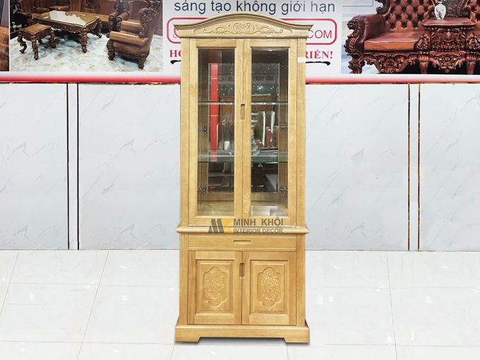 Tủ Rượu Gỗ Sồi Mặt Phẳng 80cm – TR992
