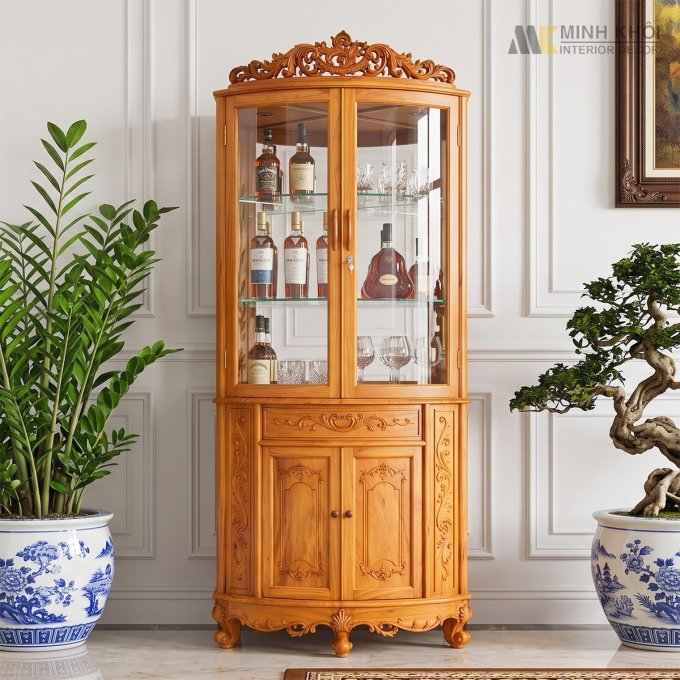 Tủ Rượu Góc Gỗ Gõ Đỏ Cao Cấp - TR2027