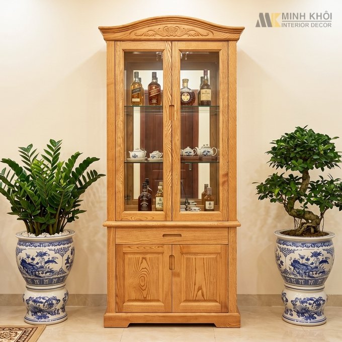 Tủ Rượu Mặt Phẳng 80cm Thiết Kế Mái Vòm – TR992