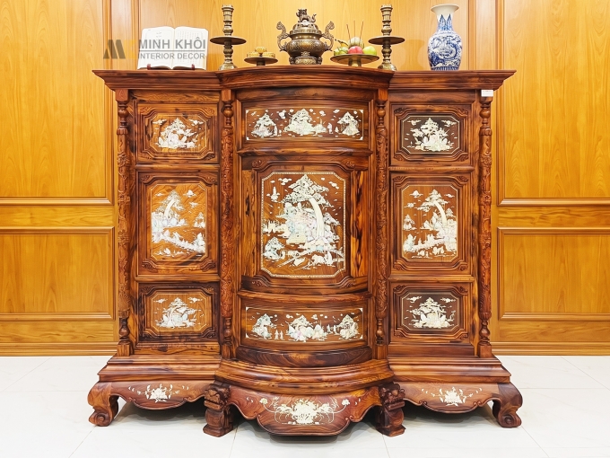 Tủ Thờ Cẩm Lai Mặt Cong Cao Cấp 1m75 - TT204