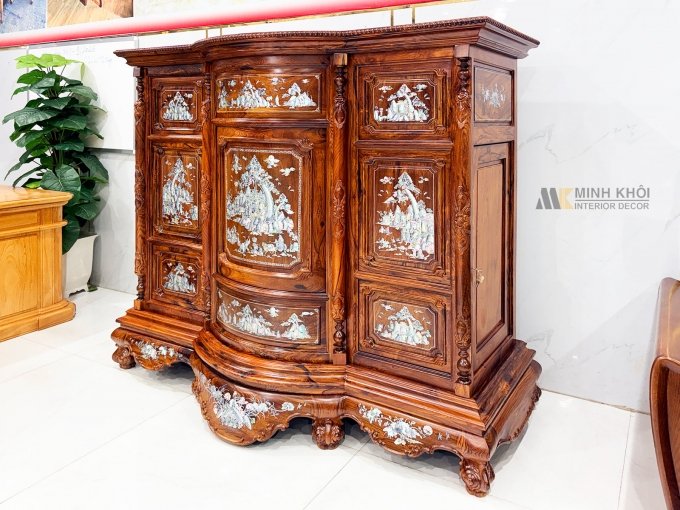 Tủ Thờ Cẩm Lai Mặt Cong Cao Cấp 1m75 - TT204