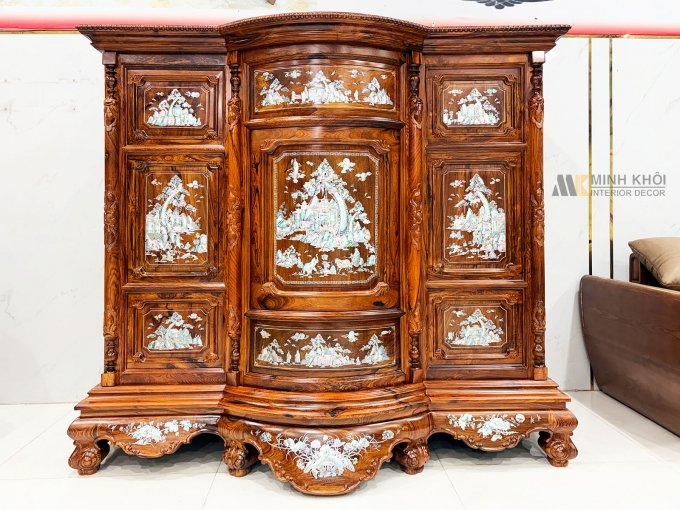 Tủ Thờ Cẩm Lai Mặt Cong Cao Cấp 1m75 - TT204