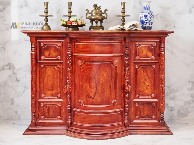 Tủ Thờ Đẹp Gỗ Cẩm Lai Chạm Phúc Lộc Thọ - TT260