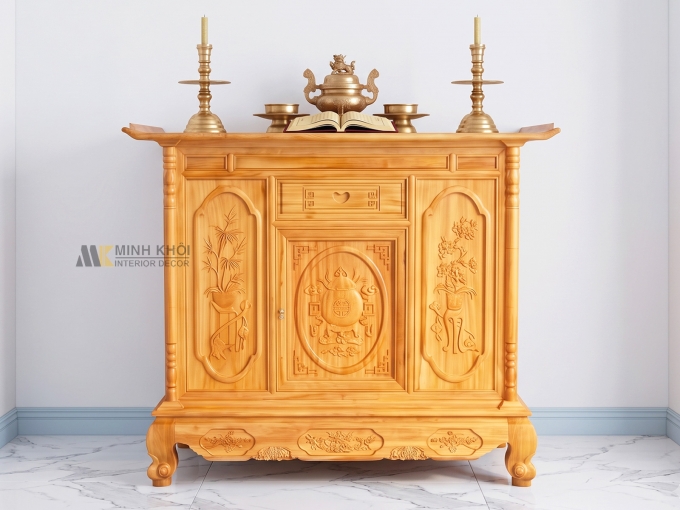 Tủ Thờ Gia Tiên Gỗ Gõ Đỏ Truyền Thống - TT895