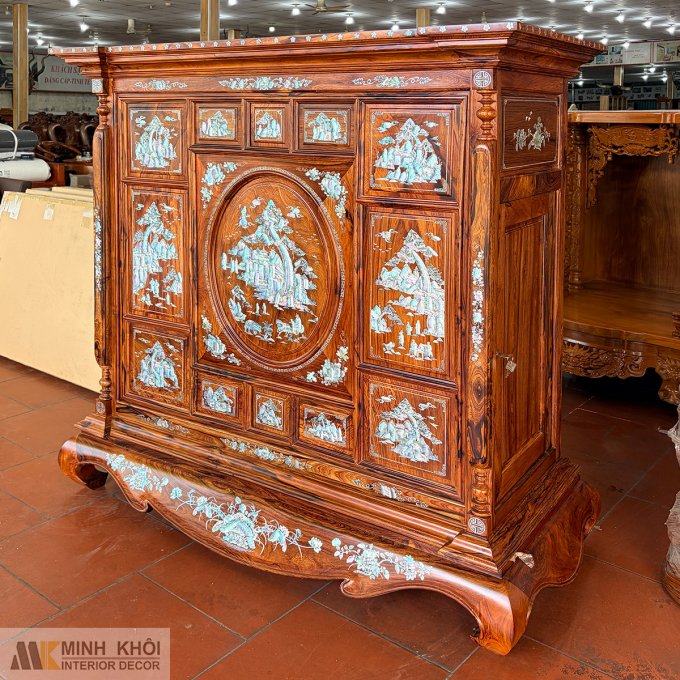 Tủ Thờ Gỗ Cẩm Lai Cẩn Ốc Cao Cấp - TT894