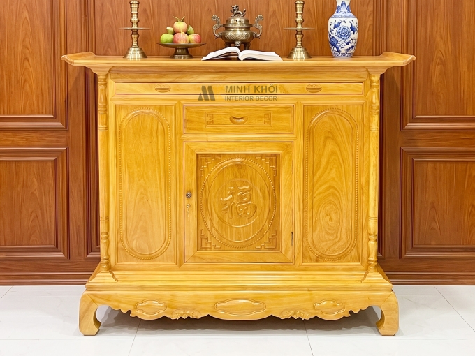 Tủ Thờ Gỗ Gõ Đỏ Chạm Chữ Phúc Cao Cấp - TT910