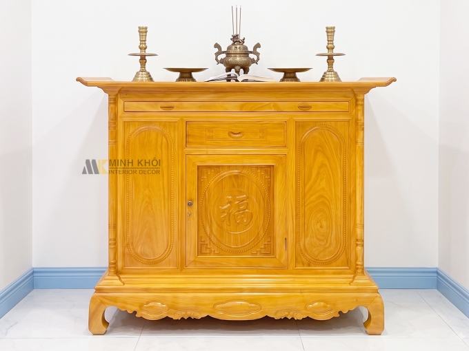 Tủ Thờ Gỗ Gõ Đỏ Chạm Chữ Phúc Cao Cấp - TT910