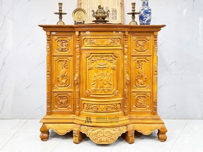 Tủ Thờ Gỗ Gõ Đỏ Phúc Lộc Thọ – TT898