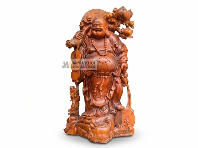 Tượng Gỗ Phật Di Lặc Ngũ Phúc - TPG002