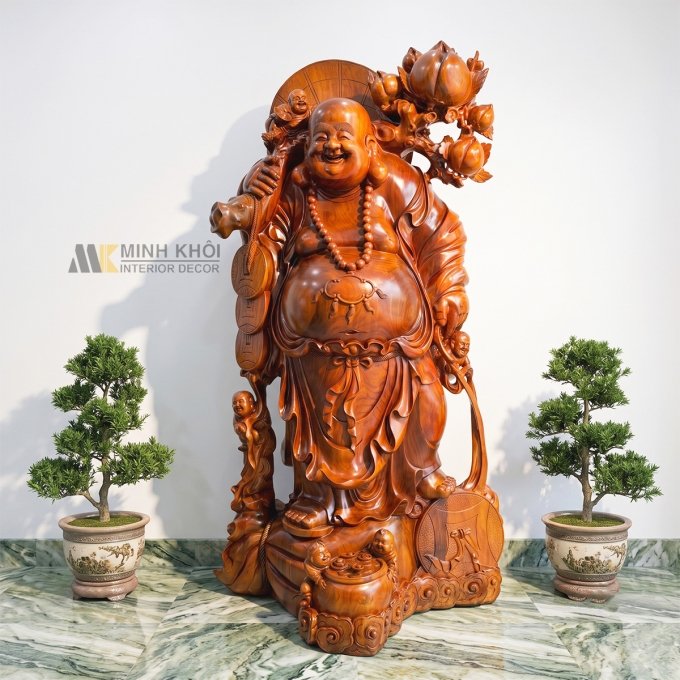 Tượng Gỗ Phật Di Lặc Ngũ Phúc - TPG002
